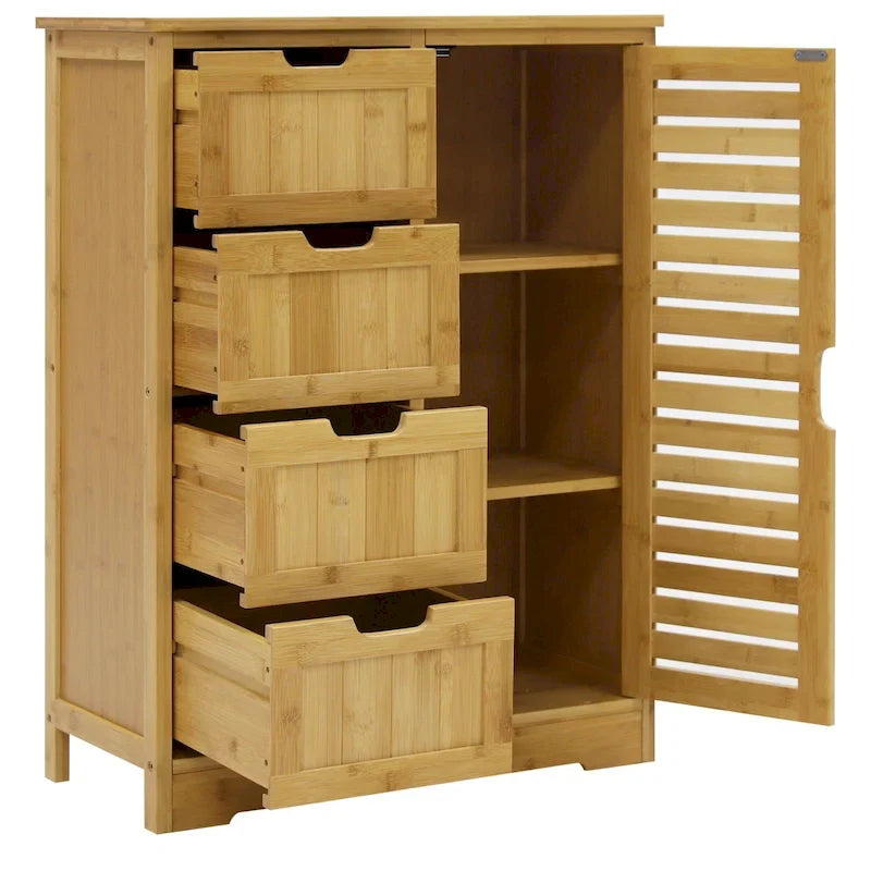 VEIKOUS Badezimmer-Bodenschrank mit 4 Schubladen