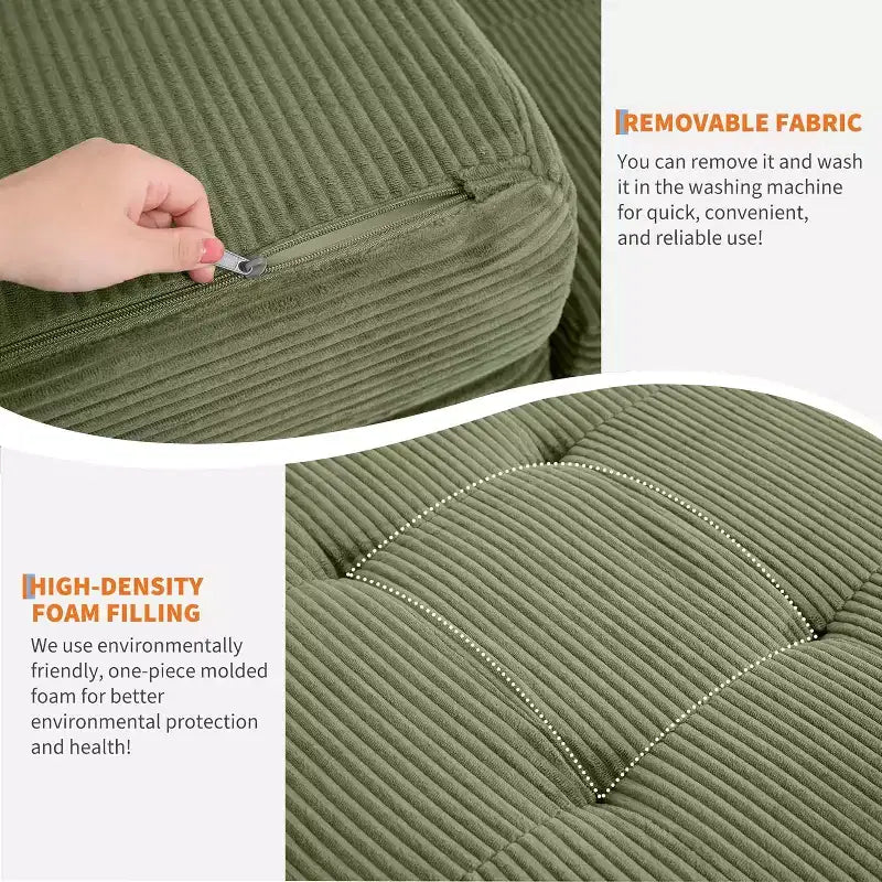SunnyFurn 6 Zoll Dreifach-Klappmatratze Schlafsofa, 75x54,3 Schaumstoff-Gästebett mit getuftetem Cordbezug, tragbar für Camping, Wohnzimmer, Schlafzimmer