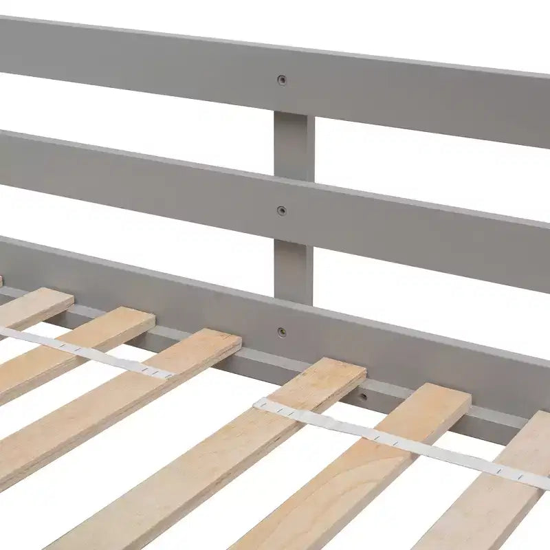 Doppel-Loftbett in Hausform, Holzspielhaus-Loftbett mit Leiter und Schutzgittern für Kinder