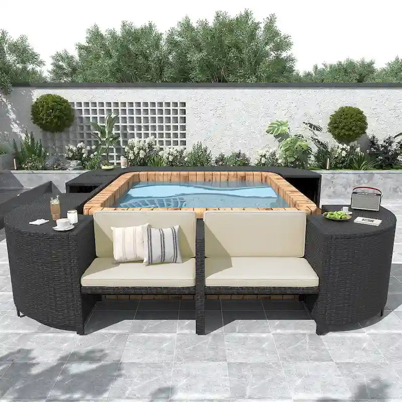 Spa-Umrandung Spa-Rahmen Quadratisches Outdoor-Rattan-Sofa-Set