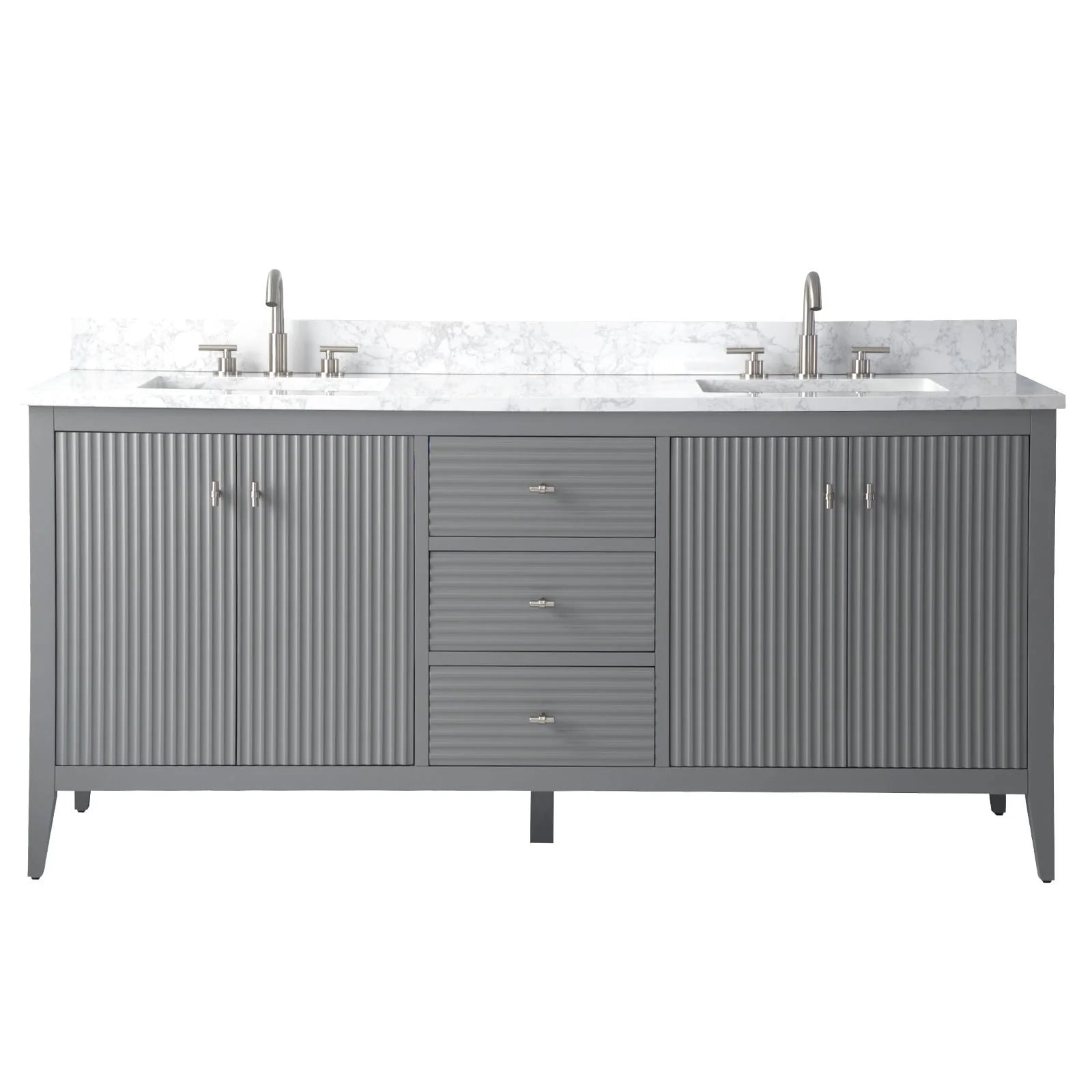 Vanity Art 72 Zoll Badezimmer-Waschtischunterschrank mit Doppelwaschbecken und Kunstmarmorplatte