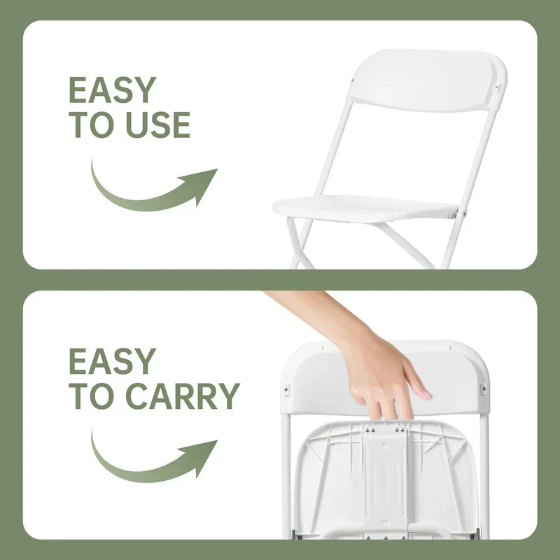 10er-Pack Klappstühle aus Kunststoff, 159 kg Tragkraft, für Veranstaltungen, Büro, Hochzeit, Party, Picknick, Küche, Esszimmer