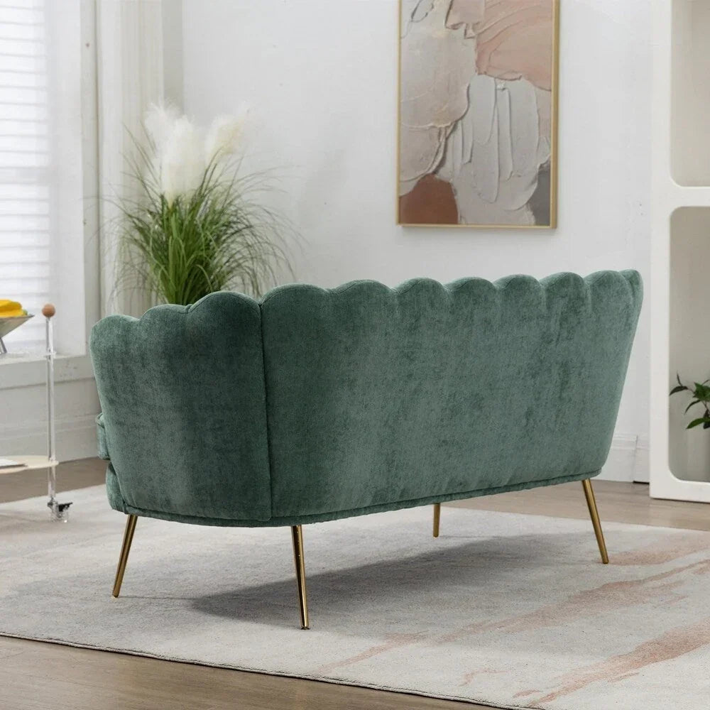 Kleines Mini-Zimmer-Sofa Zweisitzer mit Goldmetallfüßen - 2 Sitzer