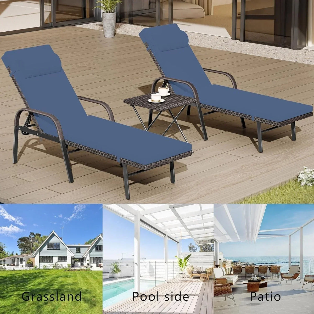Kullavik 3-teiliges Outdoor-Loungemöbel-Set