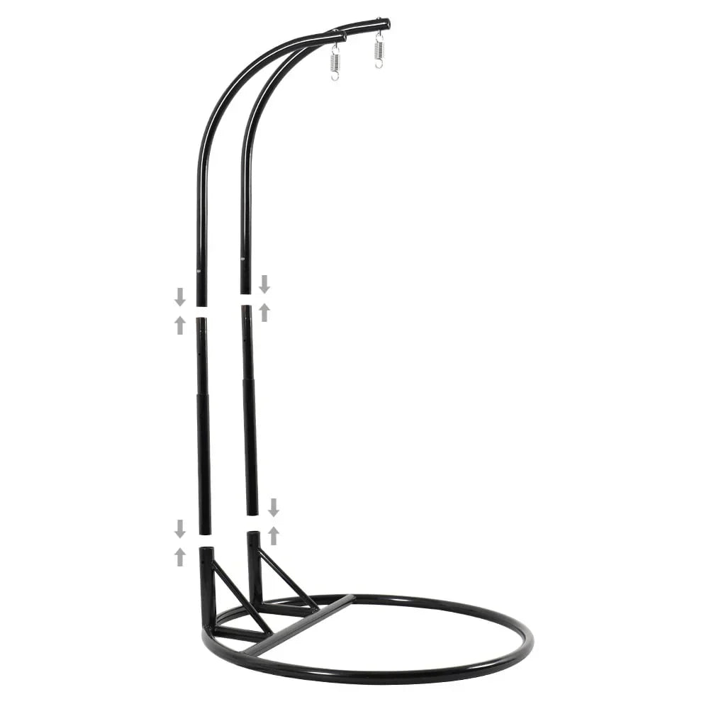 LeisureMod 2-Personen Hängesessel Ei mit Gestell - Outdoor/Indoor Rattan Korb Terrassen Schaukel Hängematte Liege mit Kissen