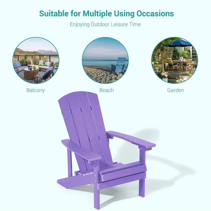 Bonosuki Wetterfeste Outdoor-Adirondack-Stühle aus Holz – 4er-Set