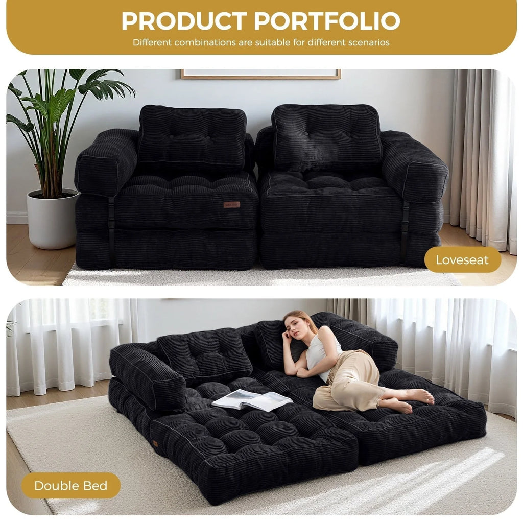Klappbares Schlafsofa, L-förmiges Bodensofa