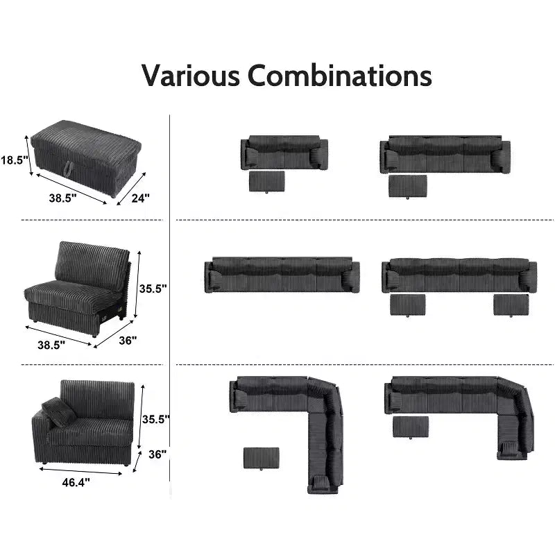 Dyonery Modulares Cord-Ecksofa mit waschbaren Bezügen