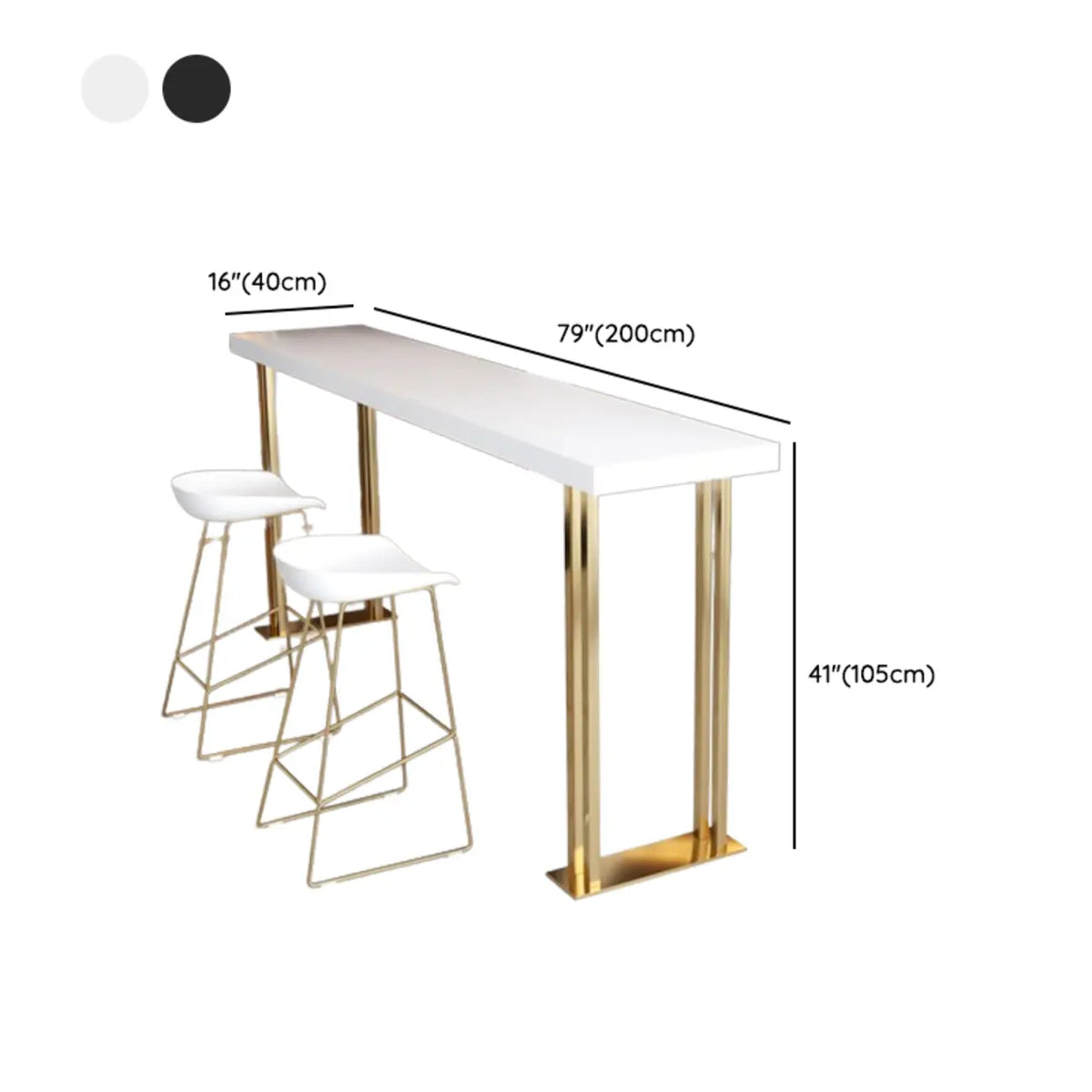 Rechteckiger Bartisch aus Luxusholz mit goldenem Kufengestell für Esszimmer