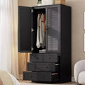 COZONY Kleiderschrank mit 3 Schubladen und 2 Türen, moderner Holzschrank für Schlafzimmer, robuster weißer Stehschrank