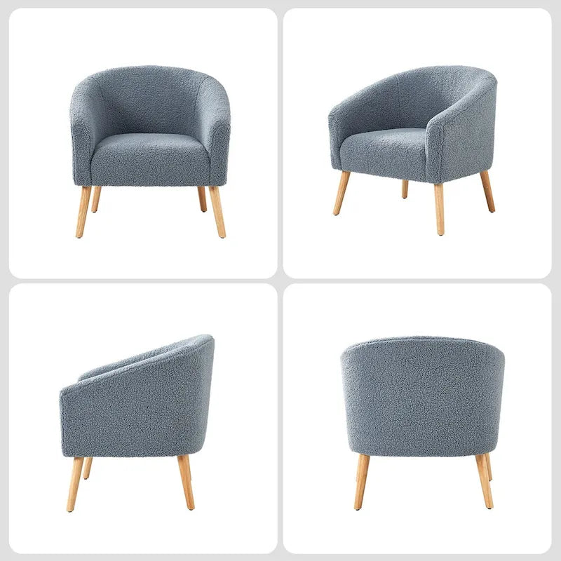 Sheila Moderner 30 W Bouclé-Sessel mit Massivholzbeinen, 2er-Set von HULALA HOME