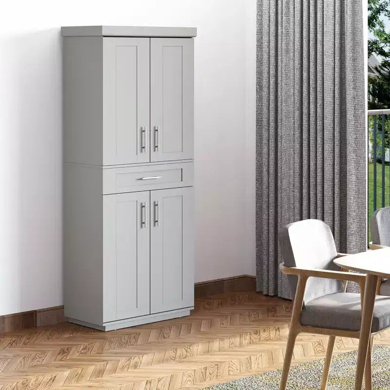 Moderner Küchenschrank freistehend mit Türen und Schublade, verstellbare Einlegeböden