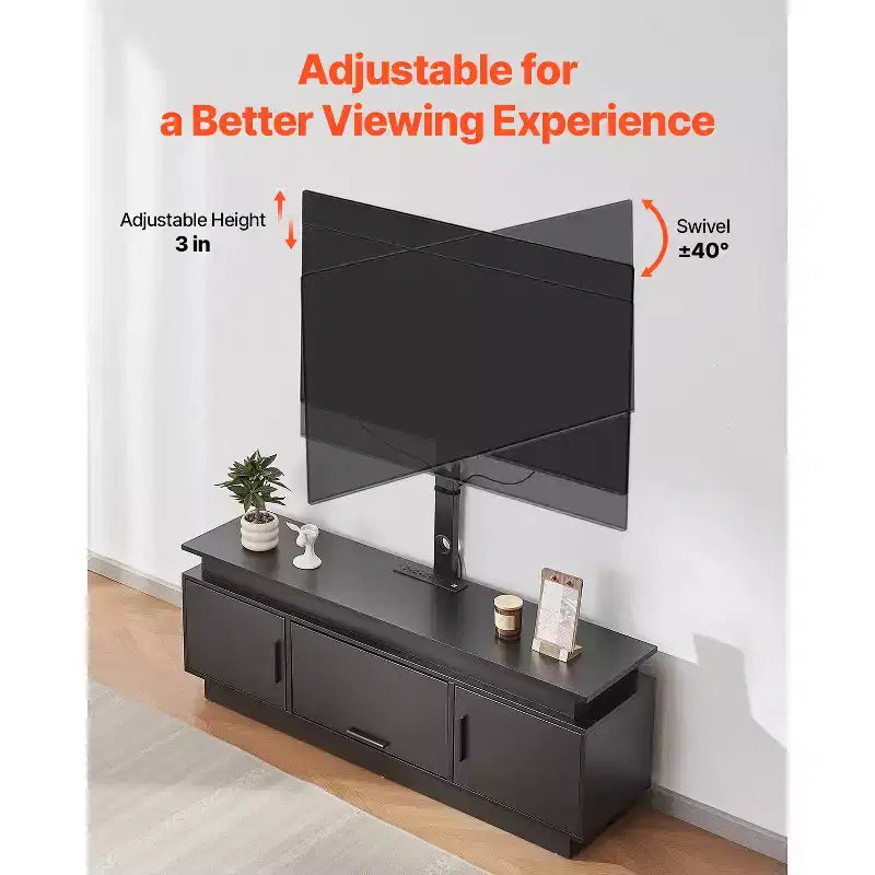 VEVOR 52 TV-Ständer mit Halterung für Fernseher bis 75 Zoll, Entertainment-Center mit Steckdose, höhenverstellbar, Schwarz
