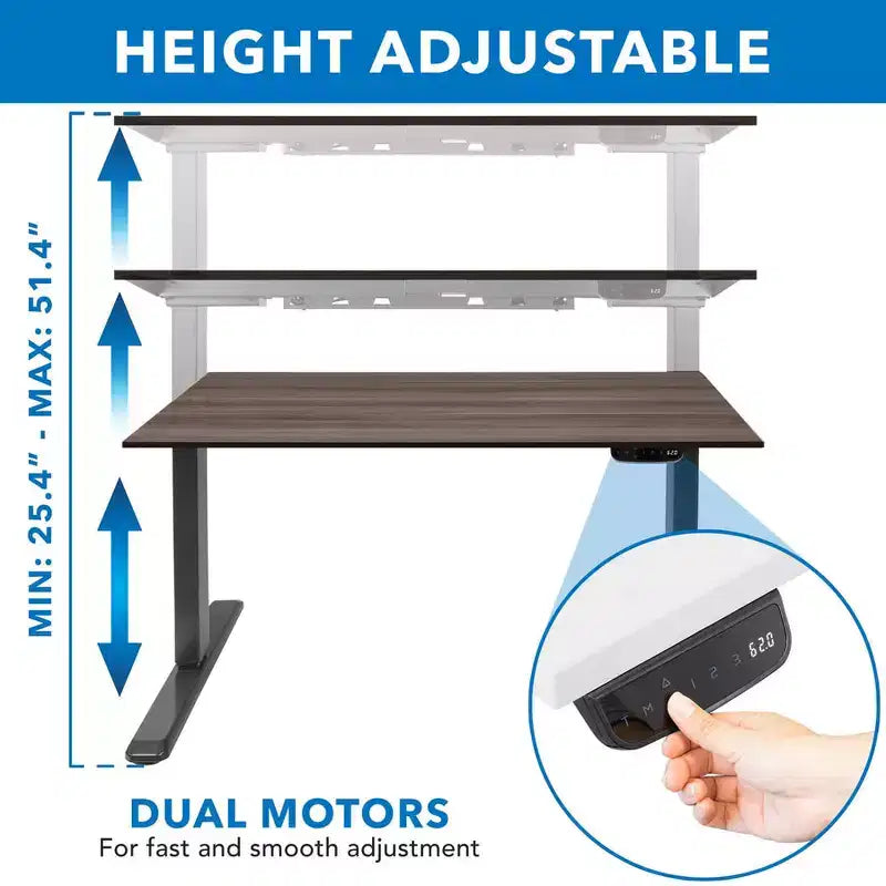 Mount-It! Elektrischer Sitz-Steh-Schreibtisch mit Dualem Motor und Tischplatte - Schwarz / Adrift