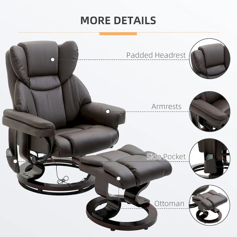 HOMCOM Massage-Liegesessel mit Hocker