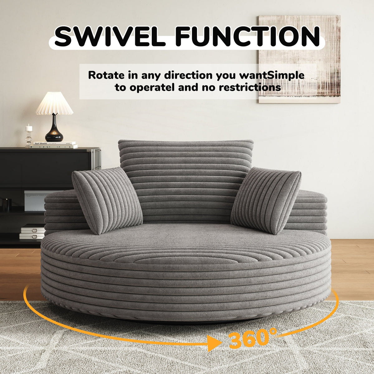 Einzelsessel aus Kord-Chenille-Schaumstoff, drehbar