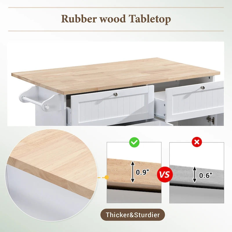 TOPMAX Kücheninsel-Set mit Klappplatte und 2 Sitzgelegenheiten, Esszimmertisch-Set mit verstellbarem Regal, Schubladen und Handtuchhalter
