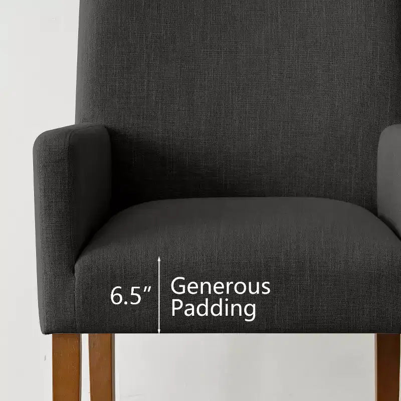 Set aus 6 gepolsterten Esszimmerstühlen mit Armlehnen, moderne Leinen-Sessel mit Holzbeinen, Akzentstühle für Esszimmer, Wohnzimmer - Panipeachy