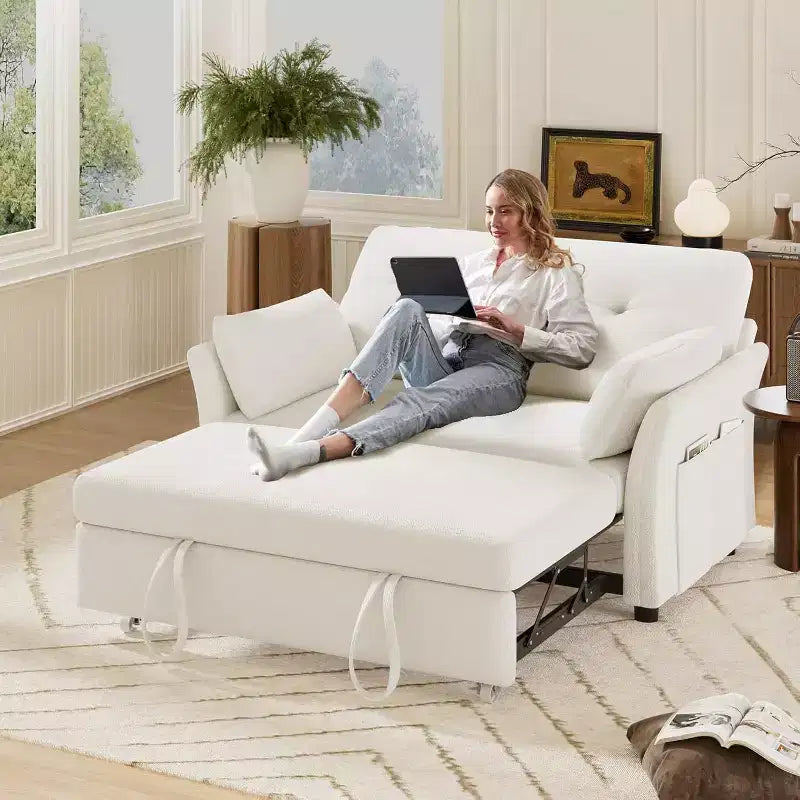 Dyonery 3-in-1 Schlafsofa, ausziehbares Schlafsofa mit Seitentasche und verstellbarer Rückenlehne, werkzeuglose Montage, faltbares Liebessofa