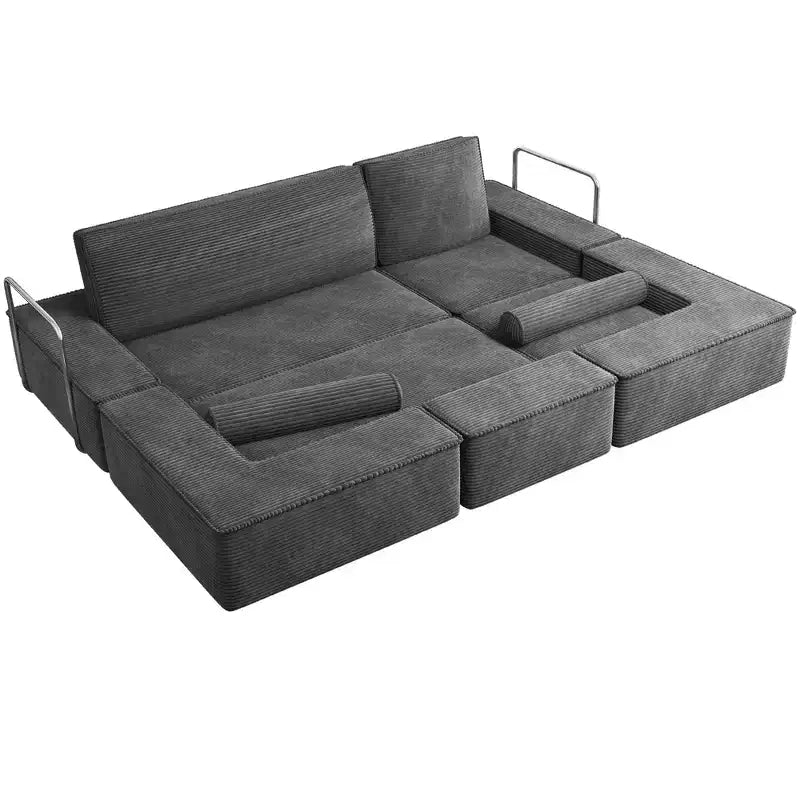 Verwandelbare Cloud-Sektionalcouch Bequemes Kord-Sektionalsofa Bequeme Couch mit tiefem Sitz & hohen Kissen Einfache Montage