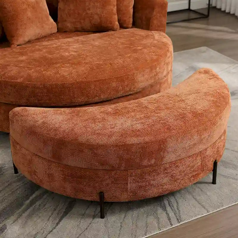 Moderner Sofasessel, runder Akzent-Clubsessel mit 5 Kissen und optionalem Ottoman