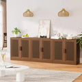 3er-Set Rattan-Tür-Sideboard-Buffet-Aufbewahrungsschränke mit verstellbaren Einlegeböden – 93Lx31H