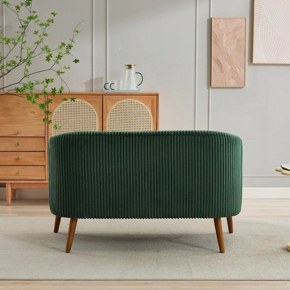 Zweisitzer-Sofa, bezogen mit Cordstoff, mit Walnussholzbeinen