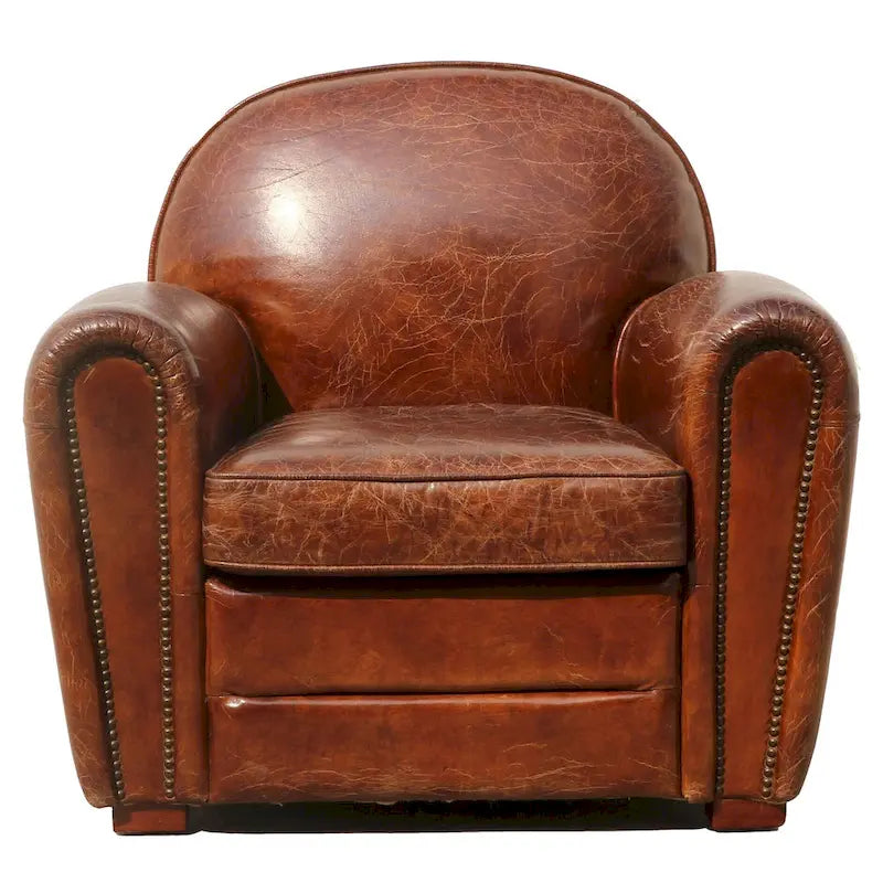 Pasargad Home Clubsessel Paris aus echtem Leder, Braun