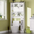 Badezimmerschrank über der Toilette – 171 cm hoher Badezimmer-Organizer im Landhausstil mit verstellbarem Regal und Glastür für Bad und Waschküche
