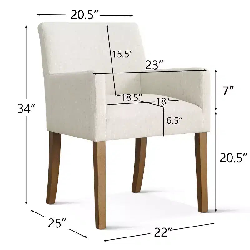 Set aus 6 gepolsterten Esszimmerstühlen mit Armlehnen, moderne Leinen-Sessel mit Holzbeinen, Akzentstühle für Esszimmer, Wohnzimmer - Panipeachy