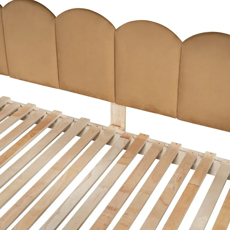 Massivholz-Spielhaus-Plattformbett, Montessori-Bettrahmen mit gewölbtem Dach und Ausziehbett für Mädchen und Jungen