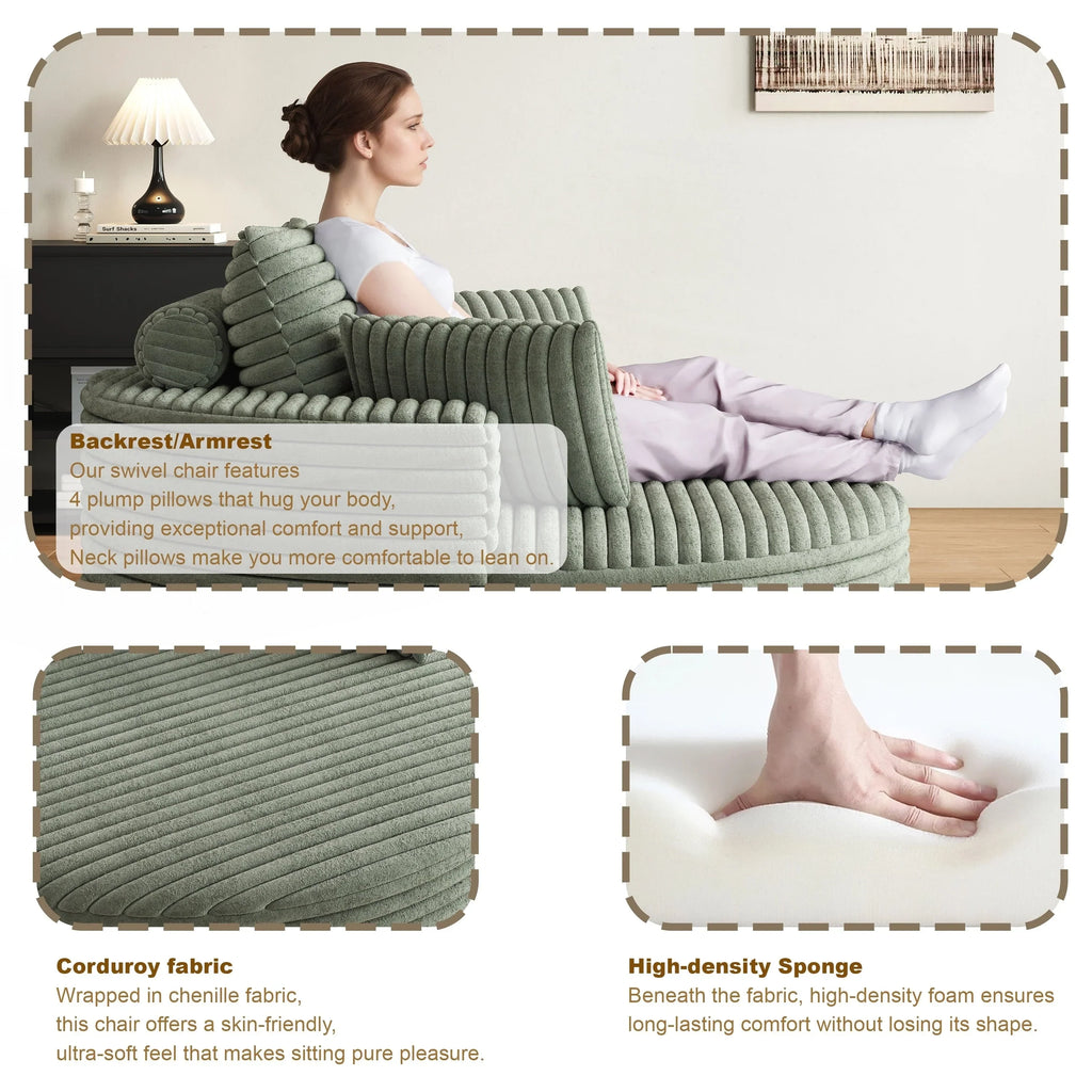 Einzelsessel aus Kord-Chenille-Schaumstoff, drehbar