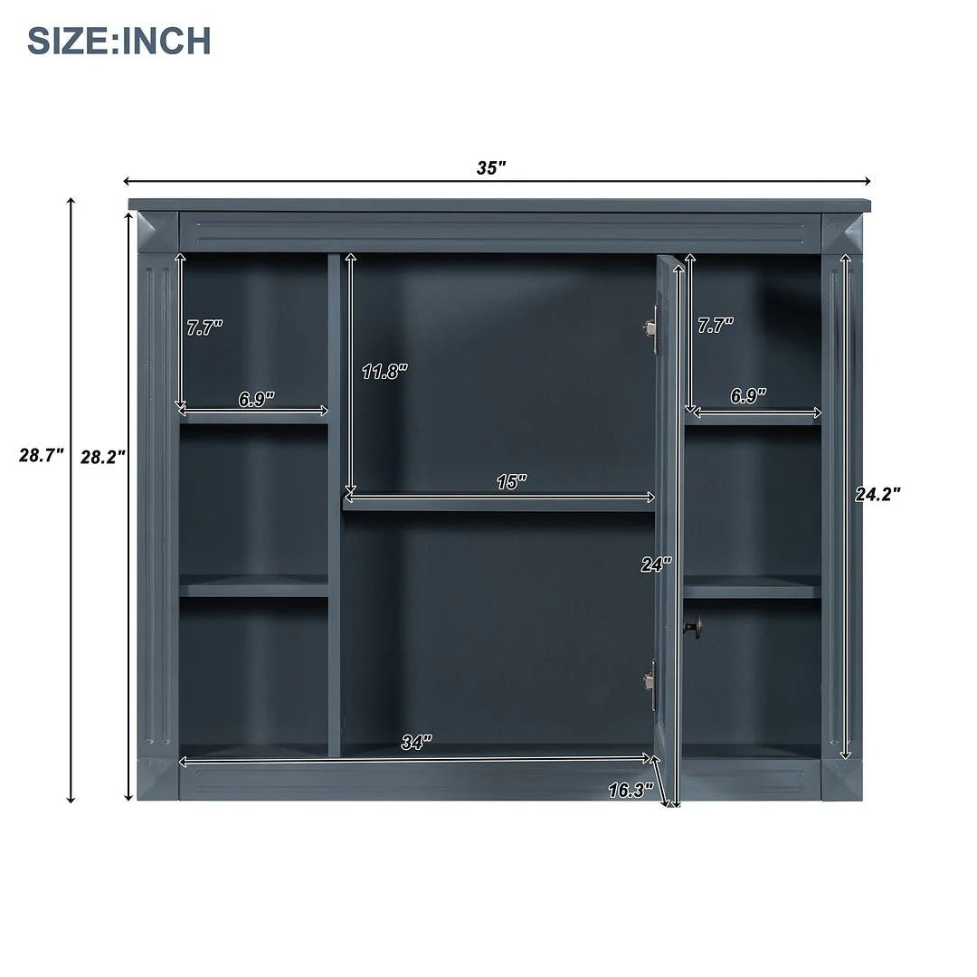 Moderner 36'' Badschrank mit Aufsatzwaschbecken und Spiegelschrank, 2 Türen und 2 Schubladen