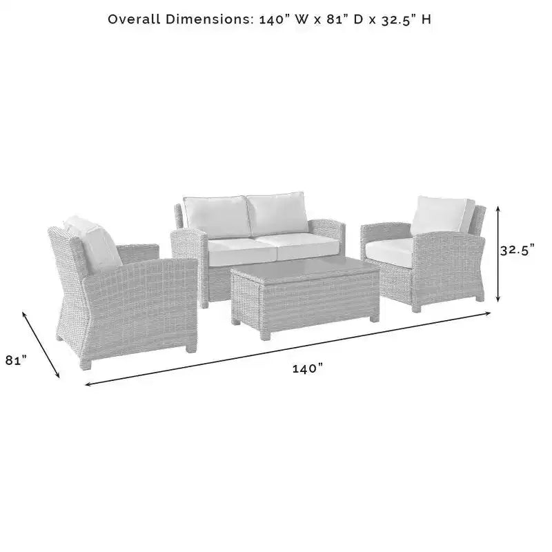 Bradenton 4-teiliges Outdoor Lounge-Set aus Korbgeflecht – Crosley