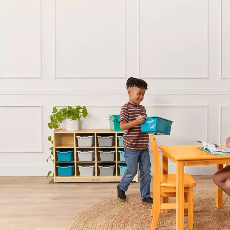 Mobiler Cubby-Schrank mit 15 offenen Behältern, 3x4, Kindermöbel