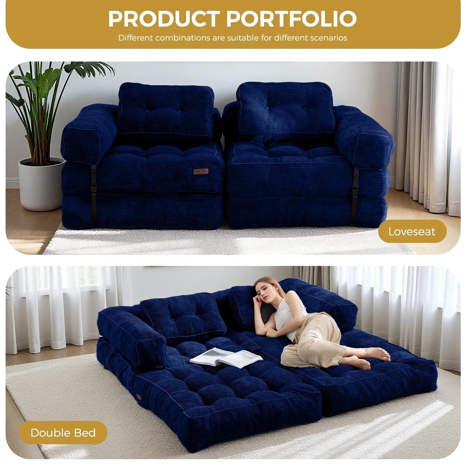 Klappbares Schlafsofa, L-förmiges Bodensofa
