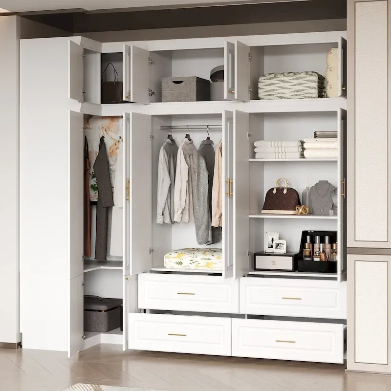 93.9H/74.2H Schrank Kleiderschrank Garderobe Hängende Schubladen Aufbewahrung