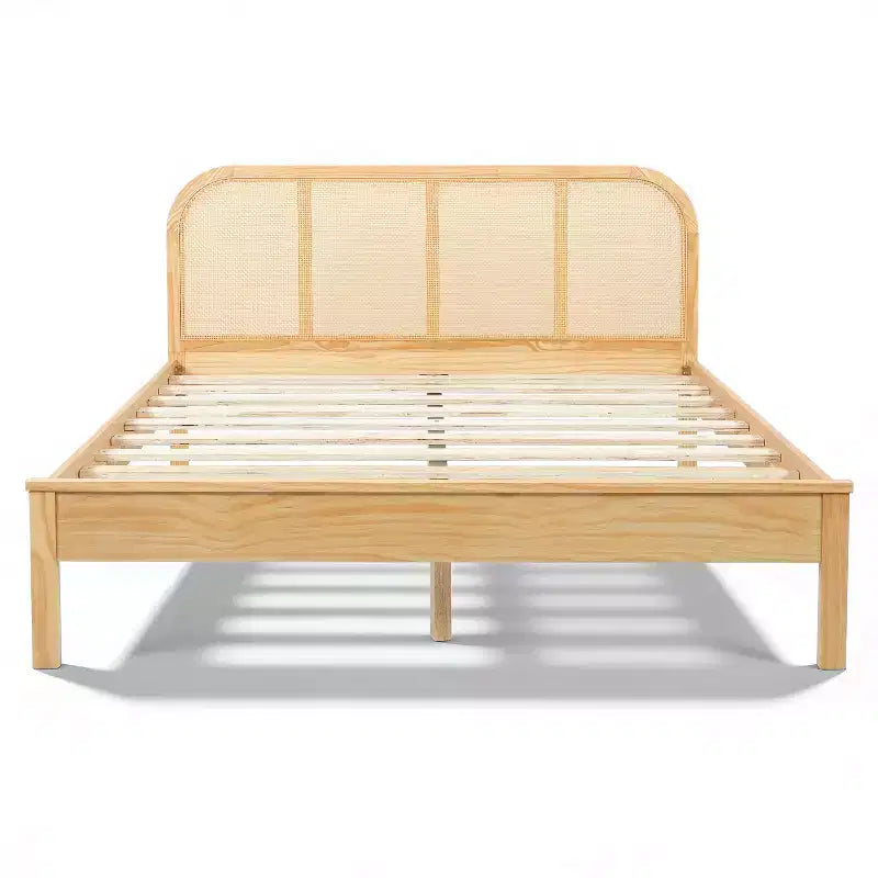 Christopher Knight Home Callahan Modernes Boho-Holz-Plattformbettgestell mit Rattan-Kopfteil