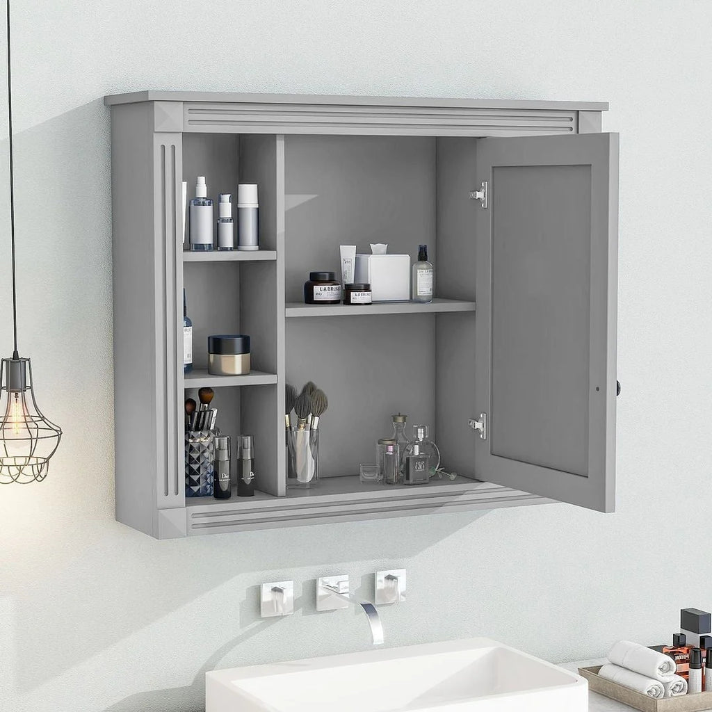 Moderner 36'' Badschrank mit Aufsatzwaschbecken und Spiegelschrank, 2 Türen und 2 Schubladen