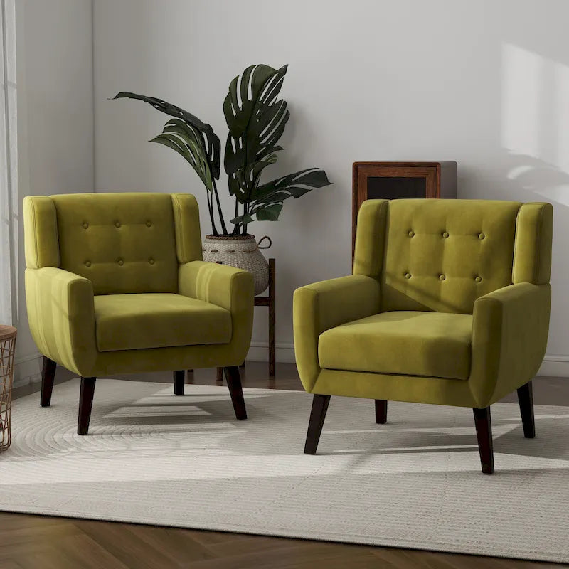 2er-Set Samt-Akzentsessel für Wohnzimmer, Polstersessel