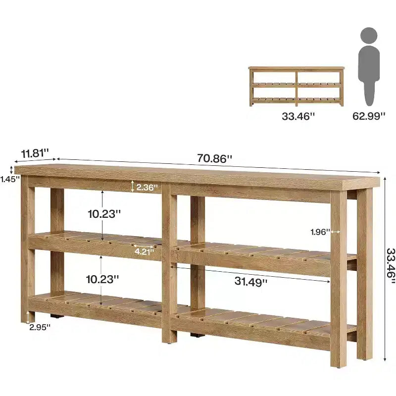 Tribesigns 70.86 extra lange Konsolentisch, Bauernhaus-Stil 3-stöckiger Eingangstisch, Holz-Sofa-Tisch hinter der Couch für Wohnzimmer, Flur, Foyer