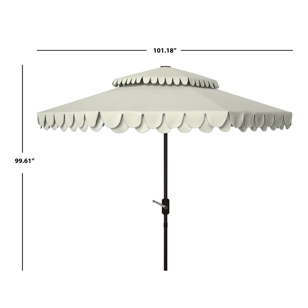 SAFAVIEH Outdoor Kjerstin Volant-Sonnenschirm, 2,7 m, Doppelkuppel