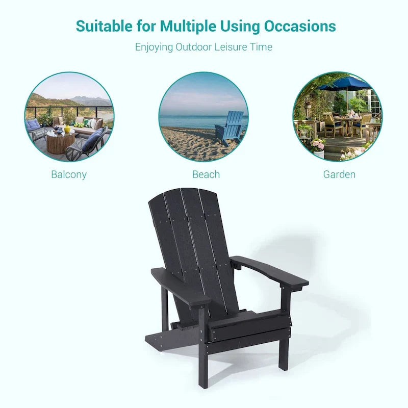 Bonosuki Wetterfeste Outdoor-Adirondack-Stühle aus Holz – 4er-Set