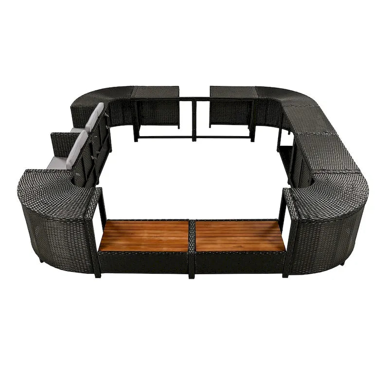 Spa-Umrandung Spa-Rahmen Quadratisches Outdoor-Rattan-Sofa-Set