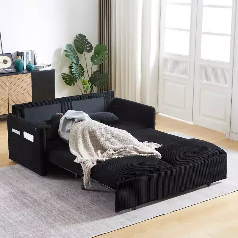 64.5 3-in-1 Schlafsofa aus Kord mit Ausziehbett