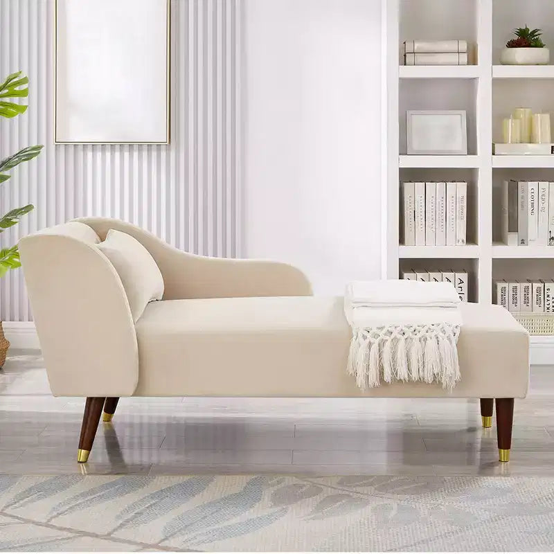 Modernes Samt-Chaiselounge-Sofa, Polsterliege mit geschwungener Armlehne, Schlafcouch für Schlafzimmer, Büro, Wohnzimmer