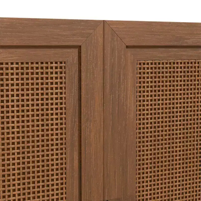 3er-Set Rattan-Tür-Sideboard-Buffet-Aufbewahrungsschränke mit verstellbaren Einlegeböden – 93Lx31H