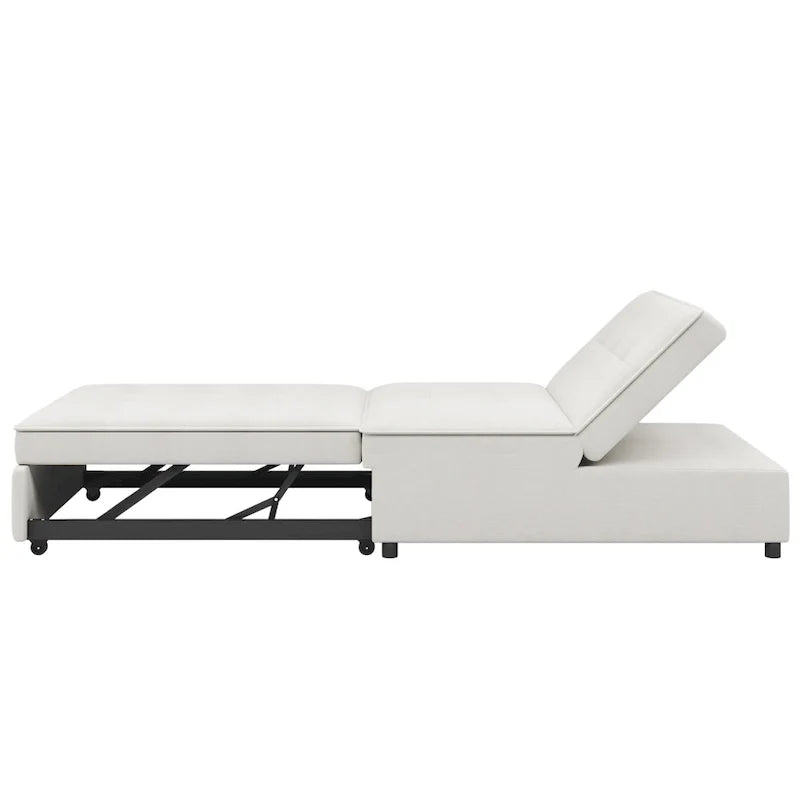 72.5 Leinen 4-in-1 3-Sitzer Schlafsofa mit 5-fach verstellbarer Rückenlehne und Aufbewahrungstasche