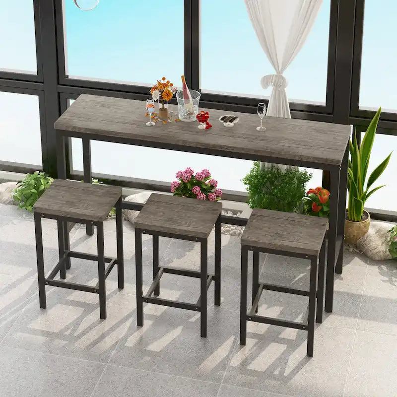 Stehtisch-Set mit 3 Hockern