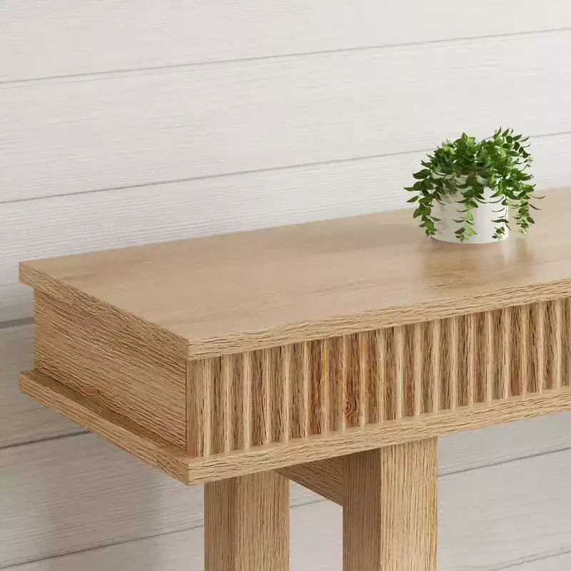Geriffelter Konsolentisch aus Holz, Bauernhausstil, 2 Etagen mit Ablagefach, rechteckiger schmaler Eingangstisch, hinter dem Sofa, für Foyer, Flur, Wohnzimmer